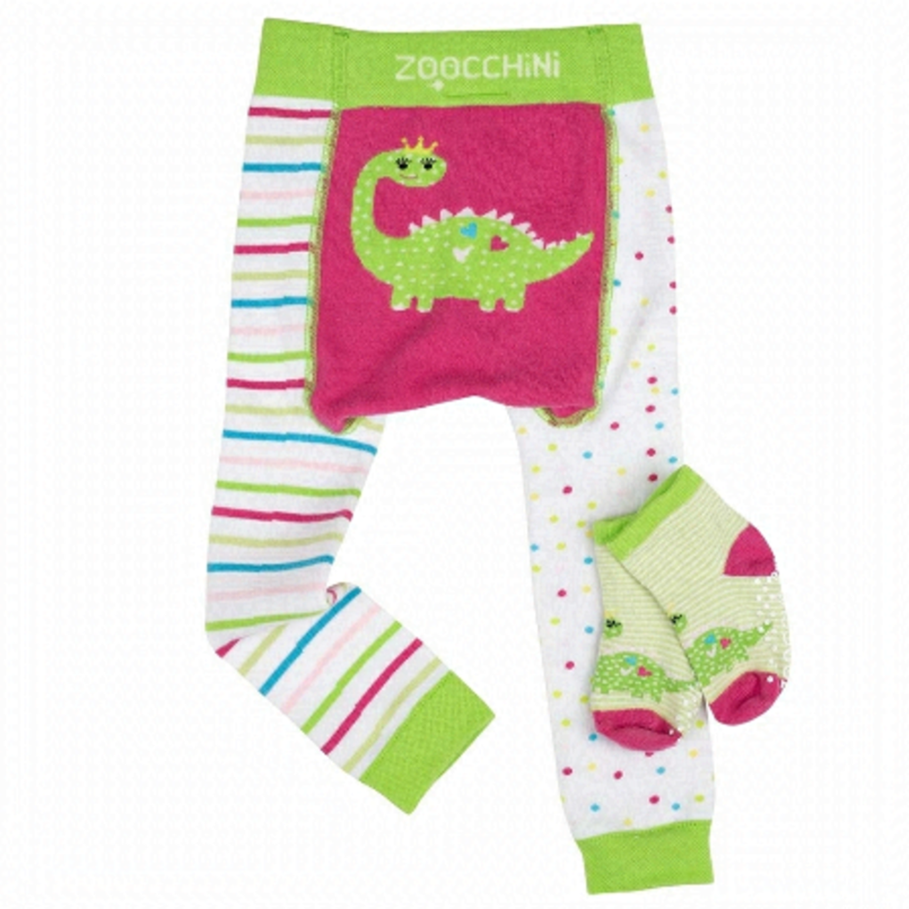 ZOOCCHINI GRIP+EASY COMFORT CRAWLER LEGGING & SOCKS SET - DAI THE DINOSAUR